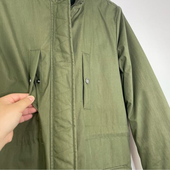 Vans army green puffer coat faux fur hoodie parka jacket women's size XS - Picture 7 of 16